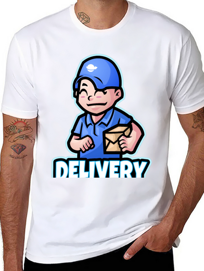 Delivery Man Cartoon Graphic T-Shirt