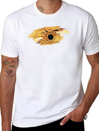 Retro Camera Graphic Tee - Black Cotton T-Shirt