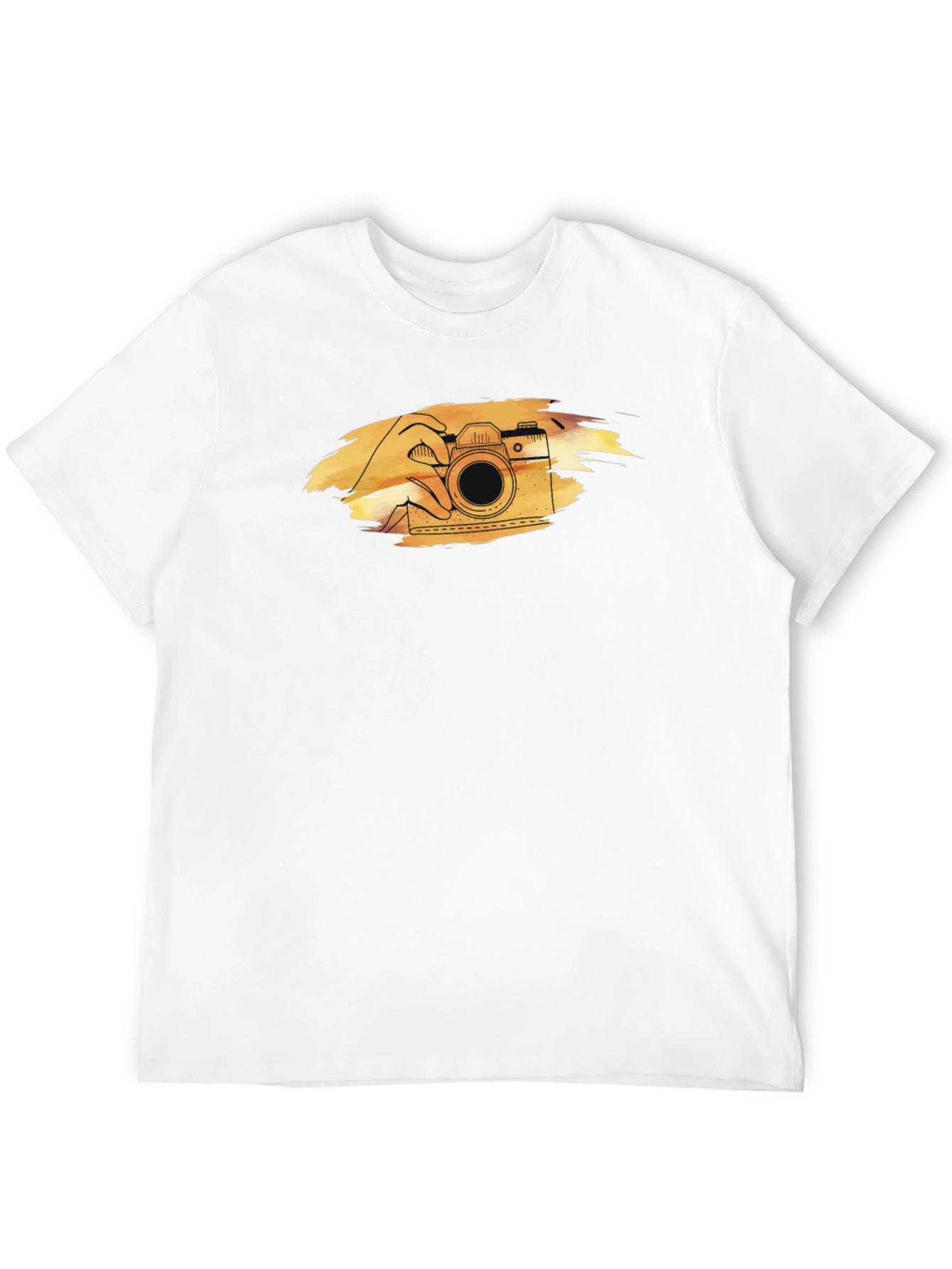 Retro Camera Graphic Tee - Black Cotton T-Shirt