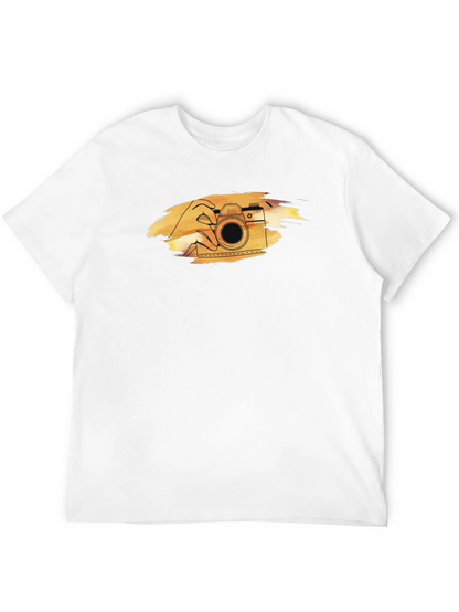 Retro Camera Graphic Tee - Black Cotton T-Shirt