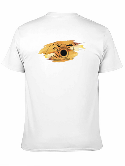 Retro Camera Graphic Tee - Black Cotton T-Shirt