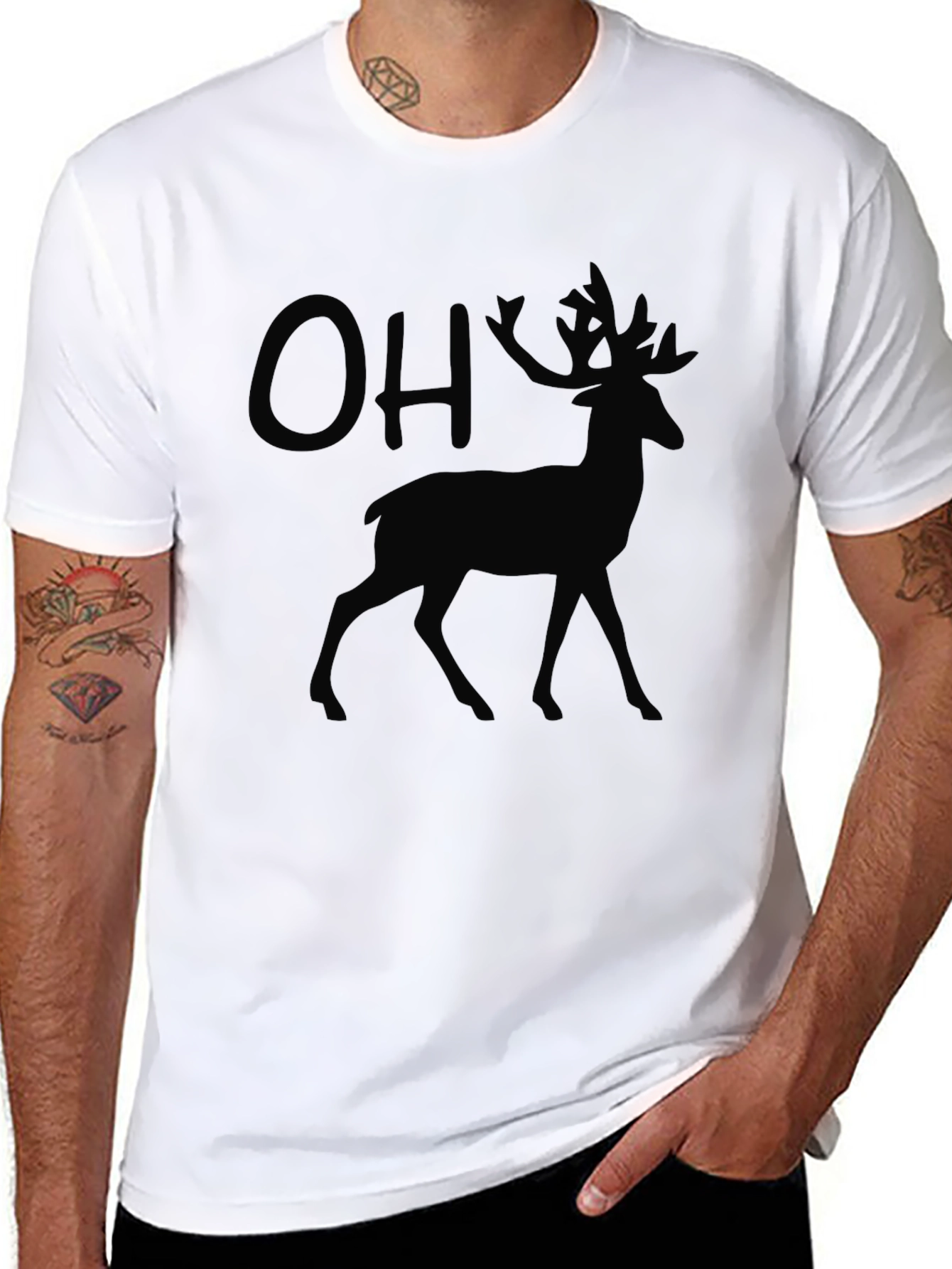 OH Deer! Mens Graphic Black T-Shirt