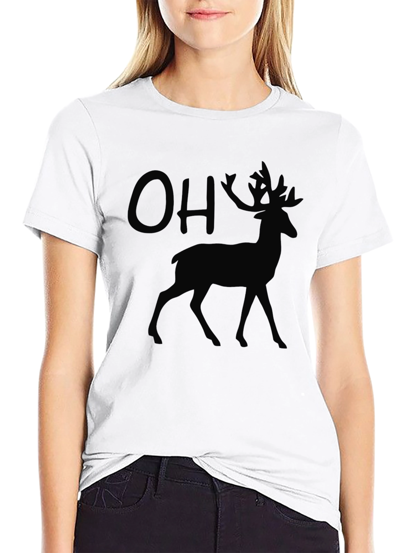OH Deer! Mens Graphic Black T-Shirt