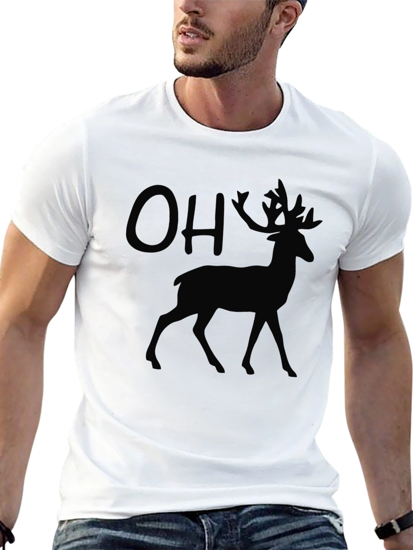 OH Deer! Mens Graphic Black T-Shirt