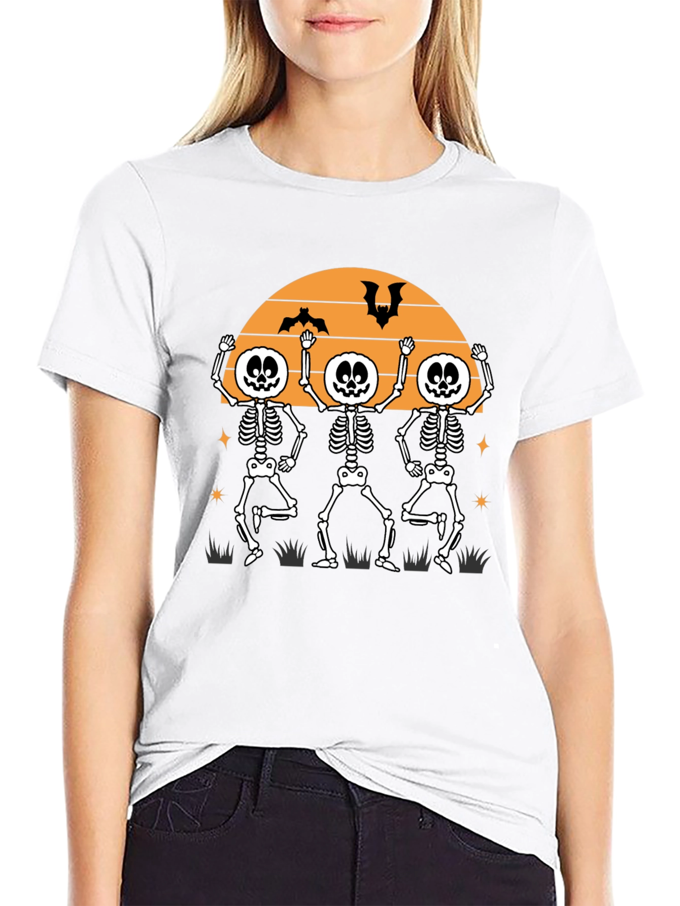 Dancing Skeletons Halloween T-Shirt - Fun Festive Apparel
