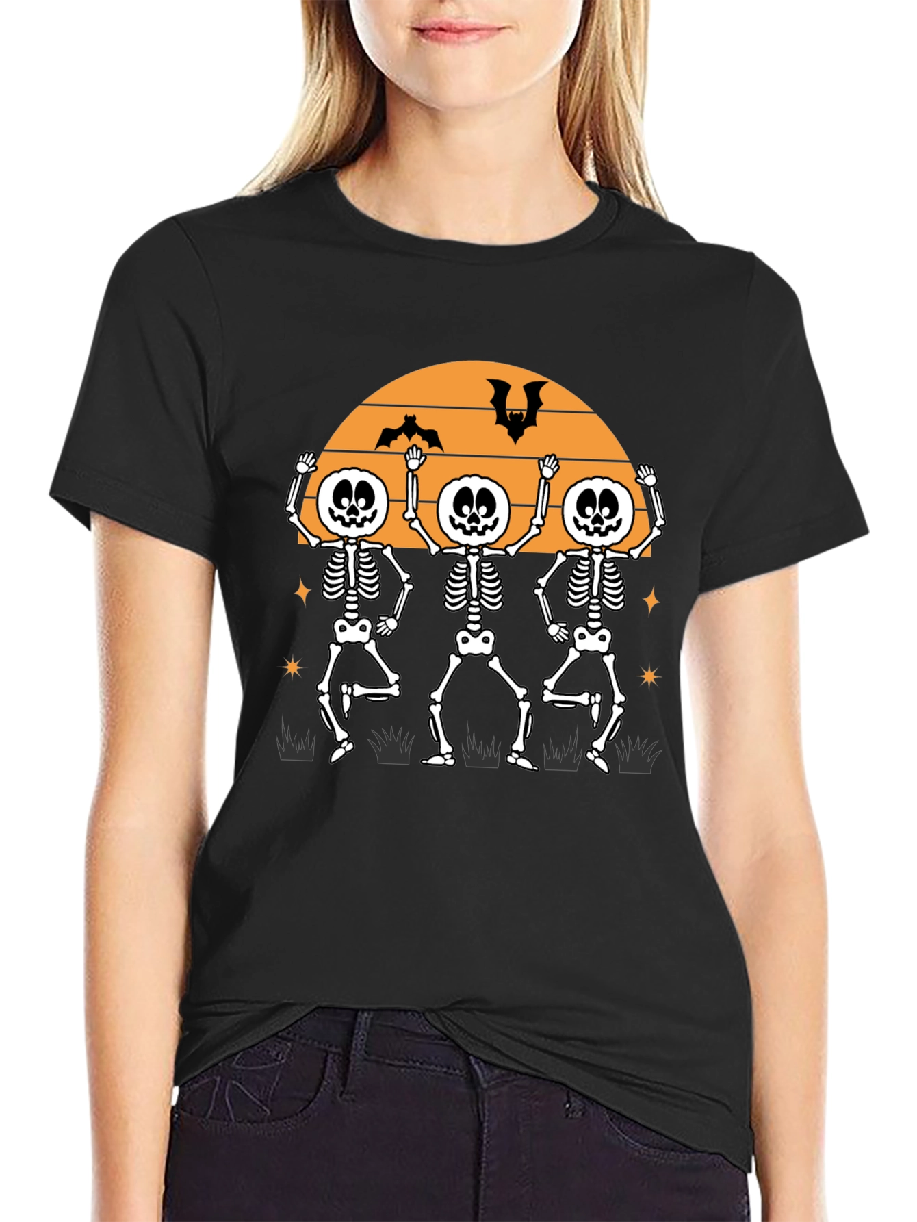 Dancing Skeletons Halloween T-Shirt - Fun Festive Apparel