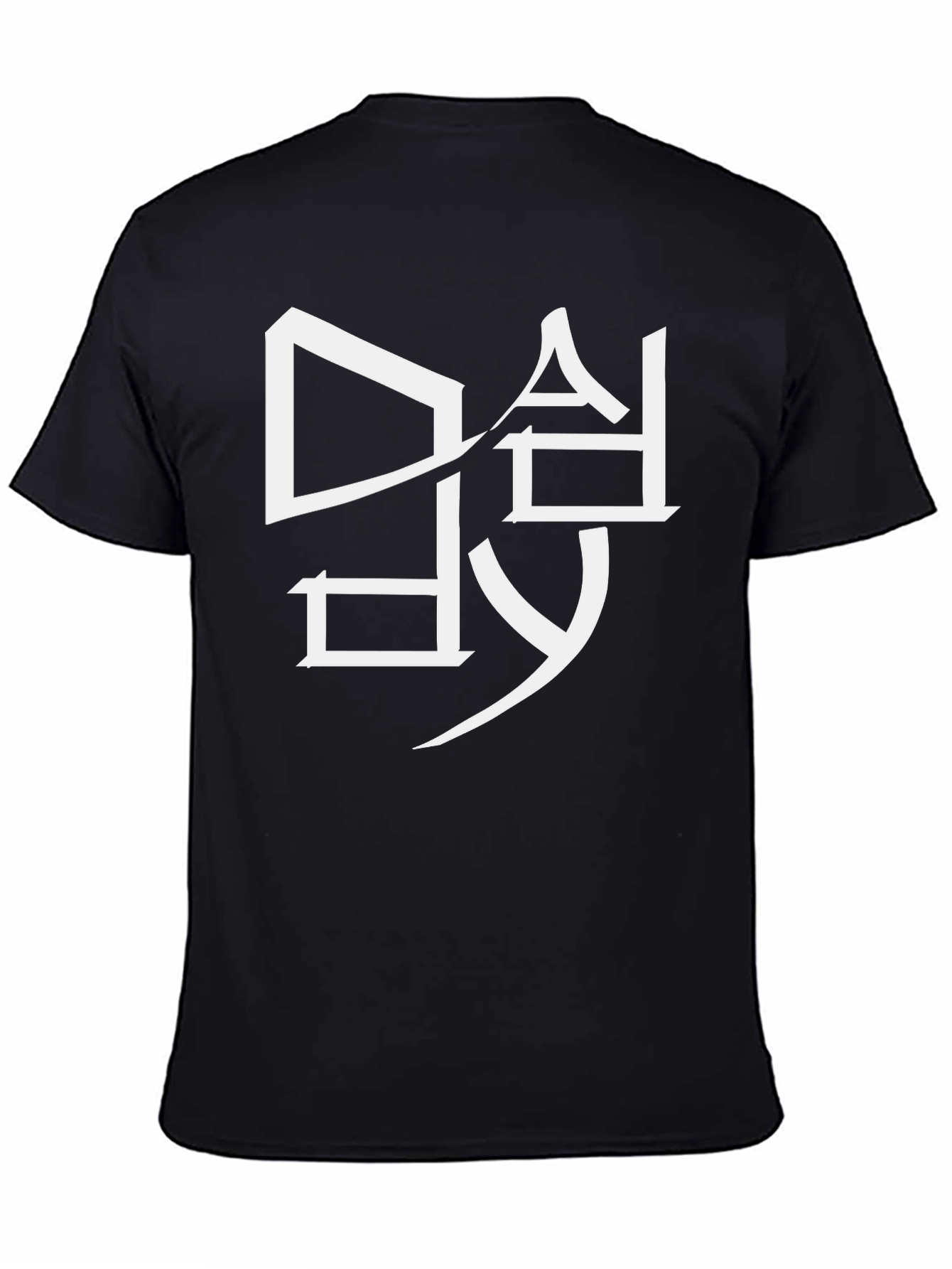 Modern Graphic Tee - White Design on Black