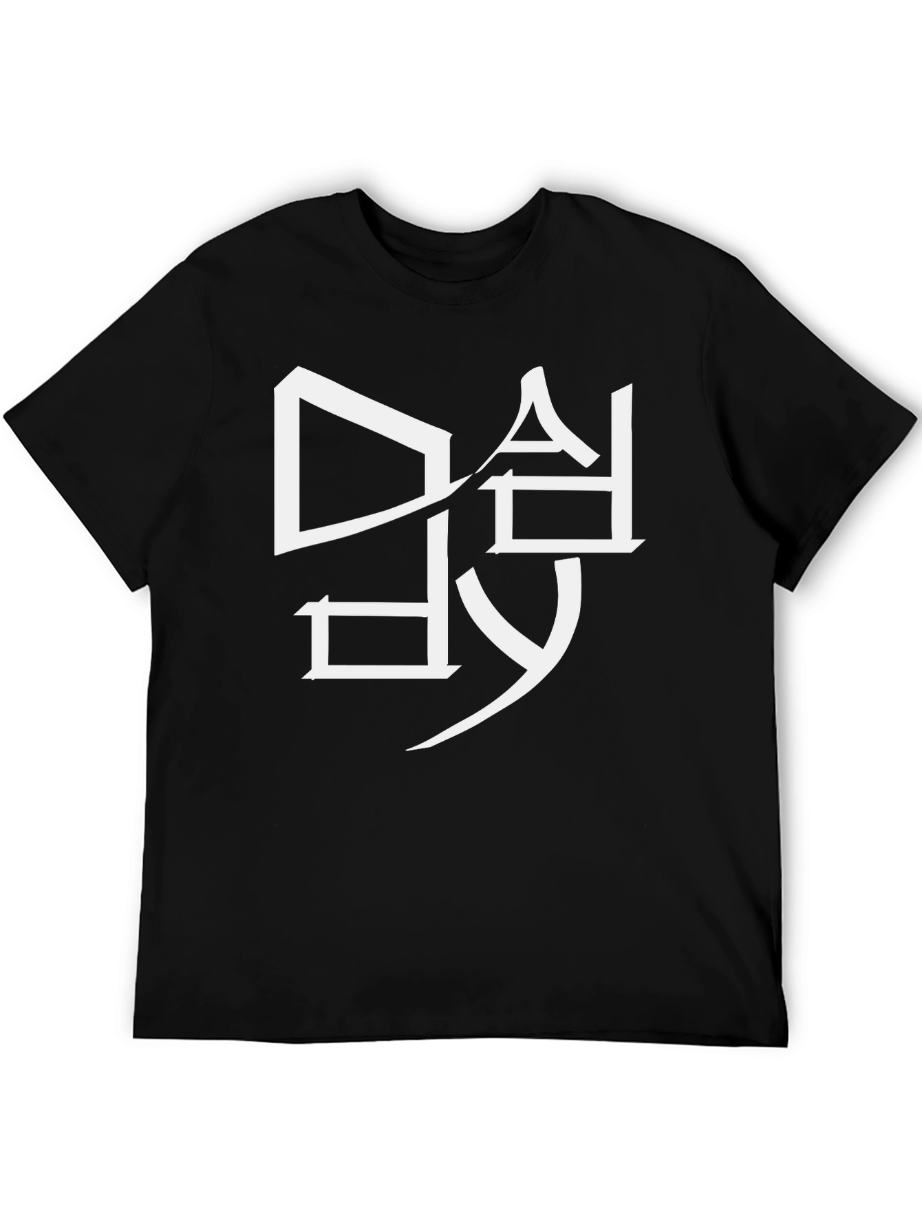Modern Graphic Tee - White Design on Black