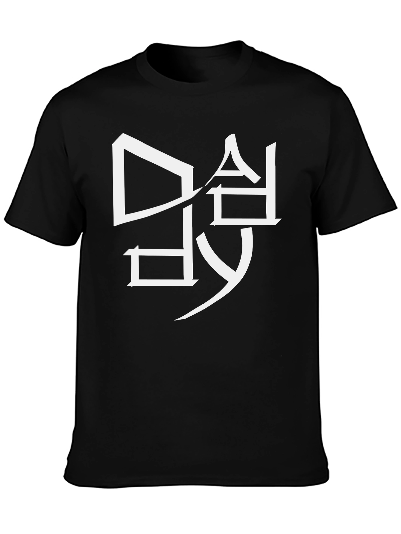 Modern Graphic Tee - White Design on Black