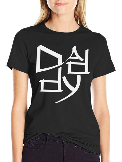 Modern Graphic Tee - White Design on Black