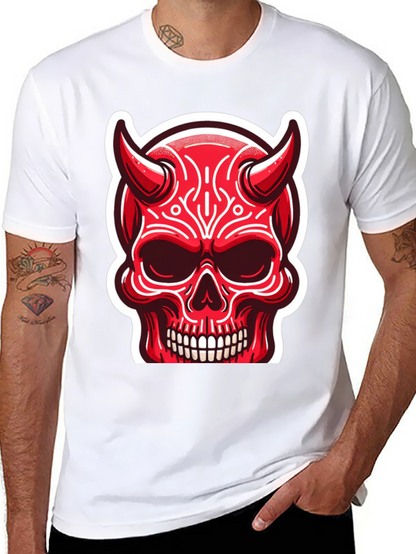 Devil Skull Graphic Tee - Edgy Red Design
