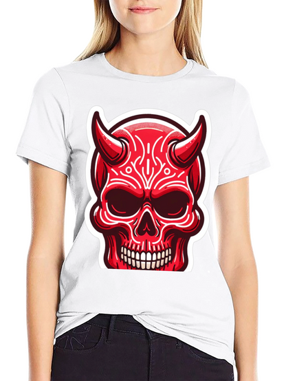 Devil Skull Graphic Tee - Edgy Red Design