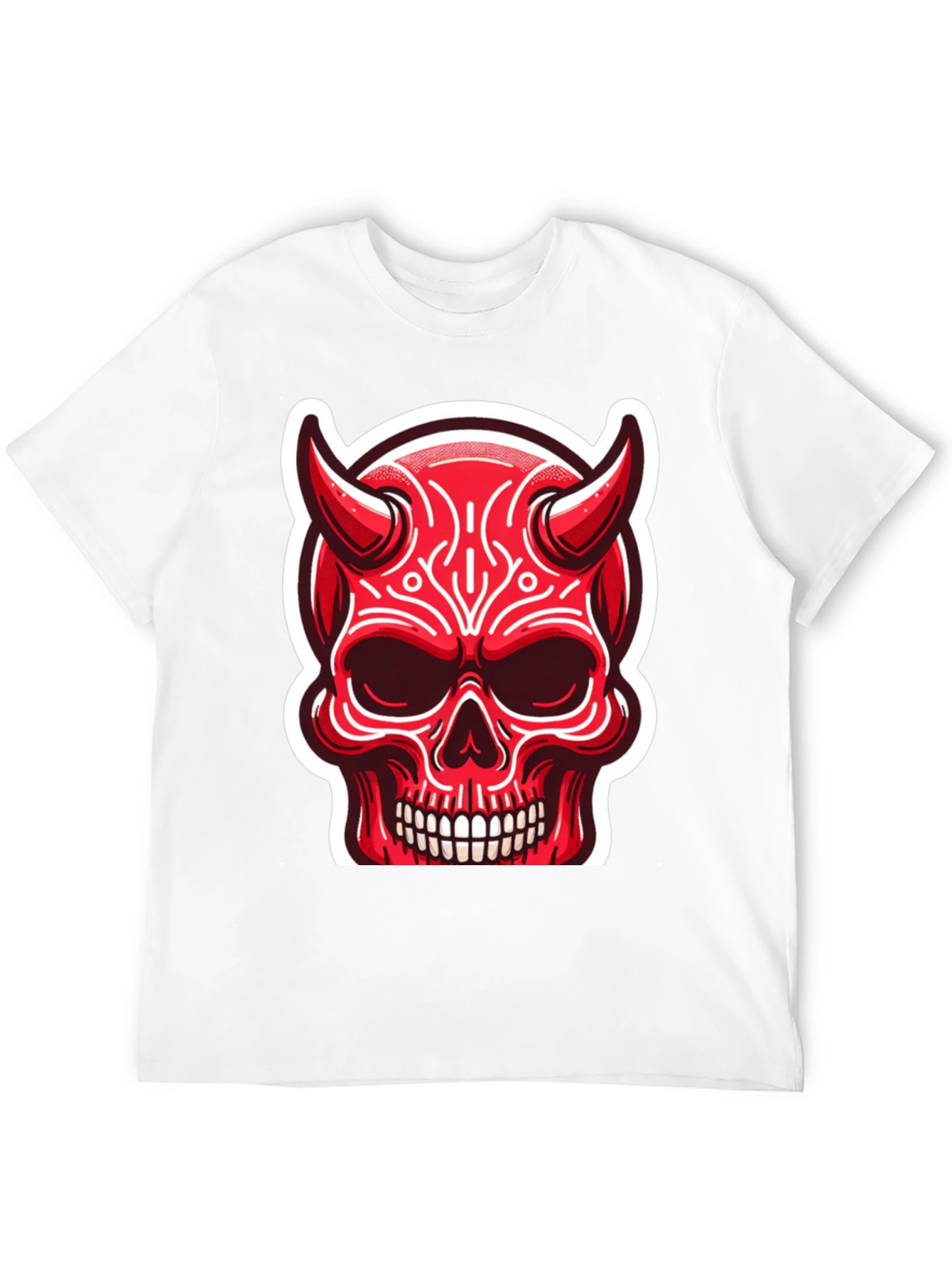 Devil Skull Graphic Tee - Edgy Red Design