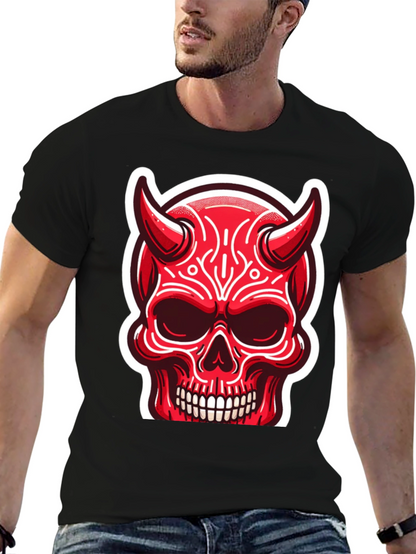 Devil Skull Graphic Tee - Edgy Red Design