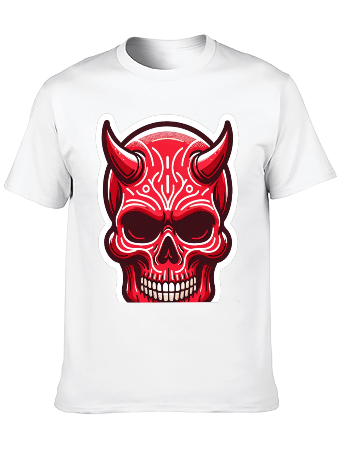 Devil Skull Graphic Tee - Edgy Red Design
