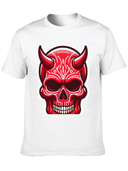Devil Skull Graphic Tee - Edgy Red Design