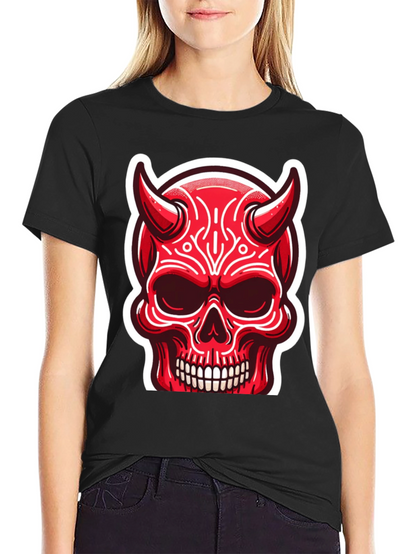 Devil Skull Graphic Tee - Edgy Red Design