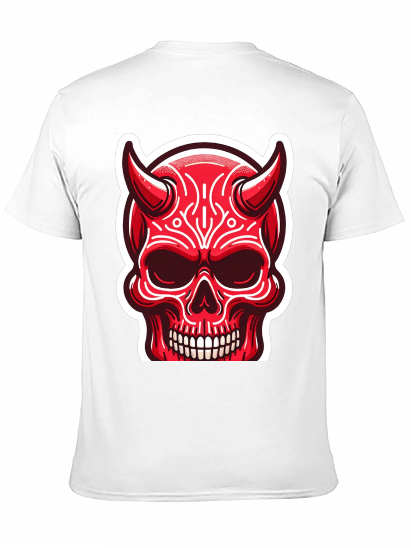 Devil Skull Graphic Tee - Edgy Red Design