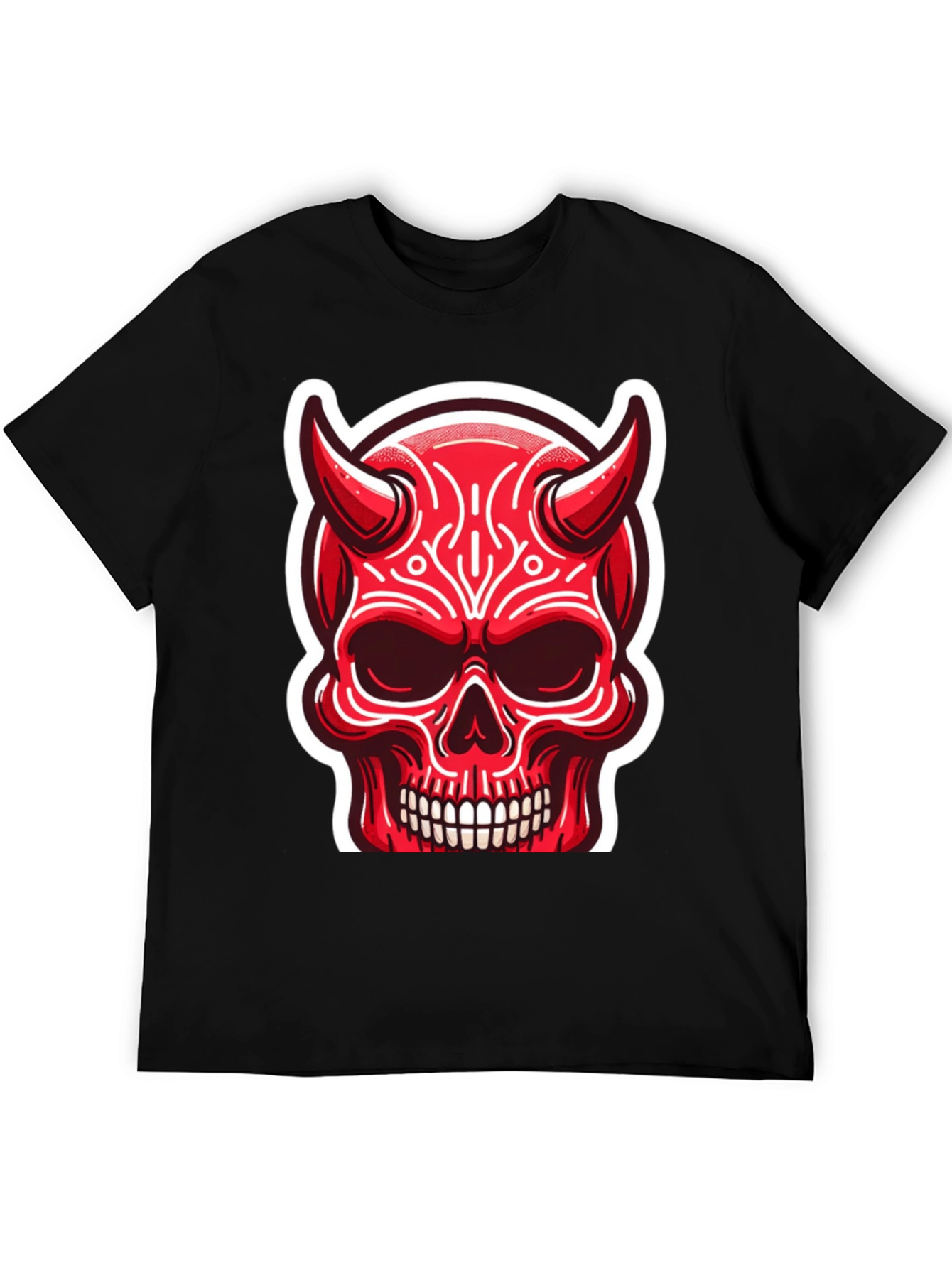 Devil Skull Graphic Tee - Edgy Red Design