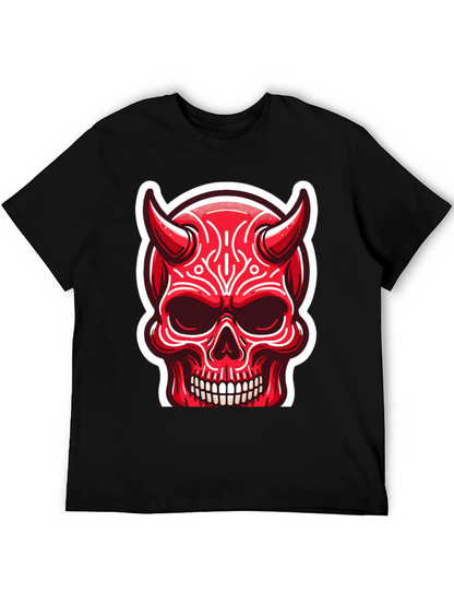 Devil Skull Graphic Tee - Edgy Red Design