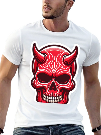 Devil Skull Graphic Tee - Edgy Red Design