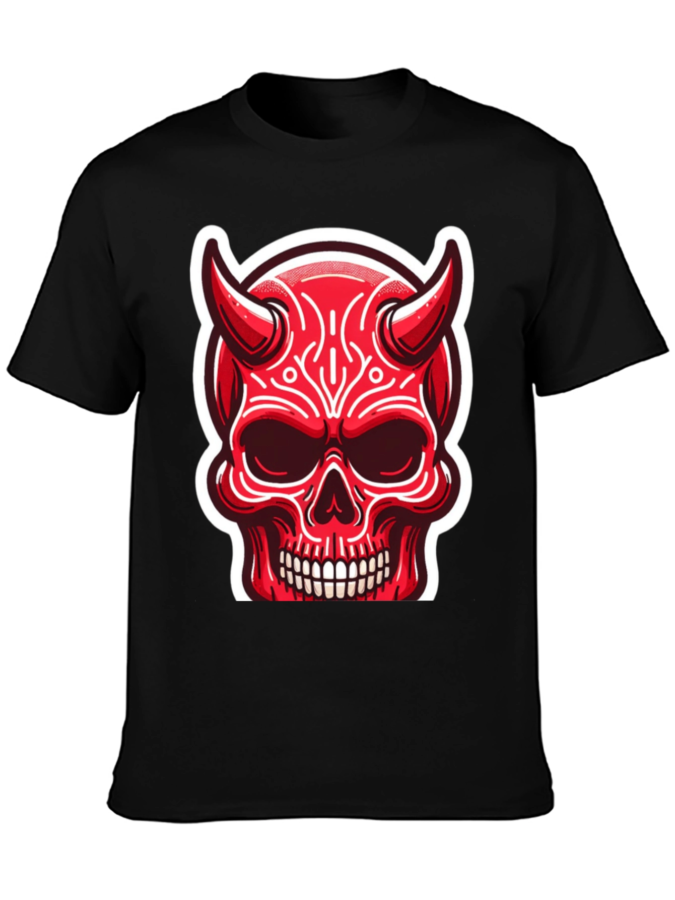 Devil Skull Graphic Tee - Edgy Red Design