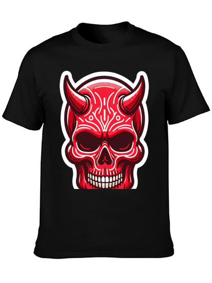 Devil Skull Graphic Tee - Edgy Red Design