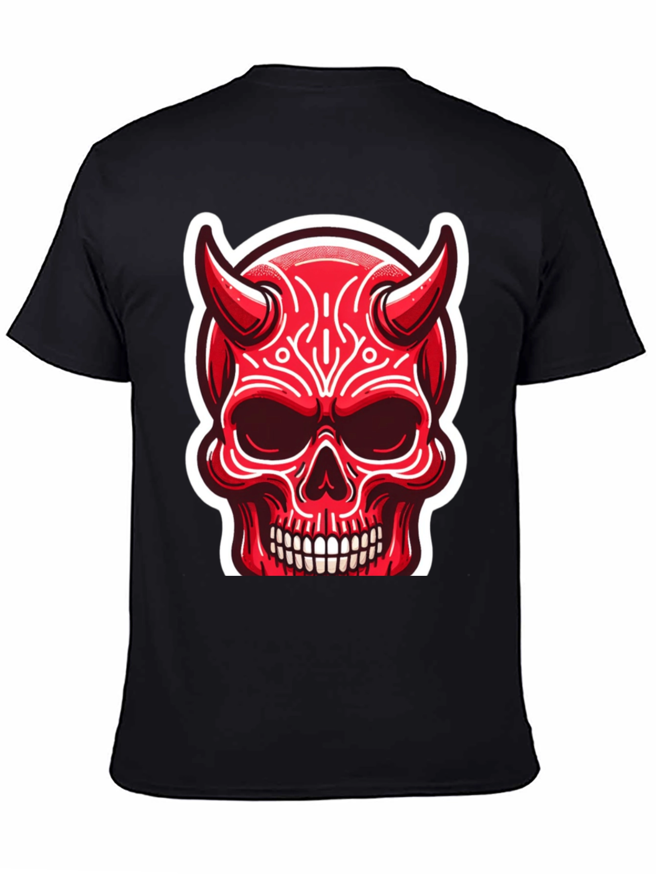 Devil Skull Graphic Tee - Edgy Red Design