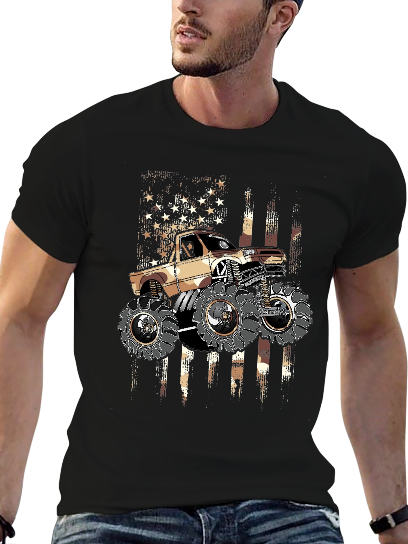 Monster Truck American Flag Graphic Tee
