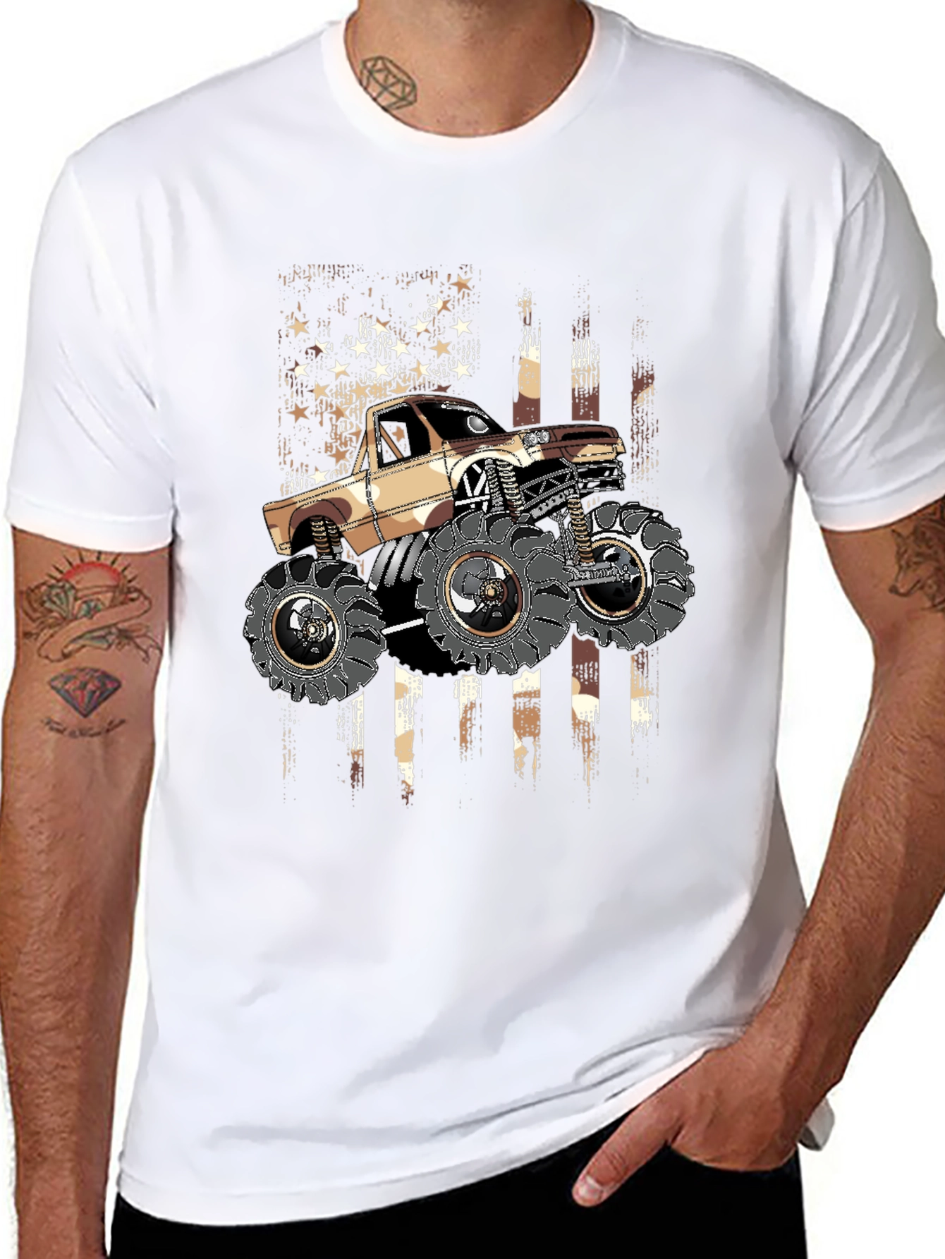 Monster Truck American Flag Graphic Tee