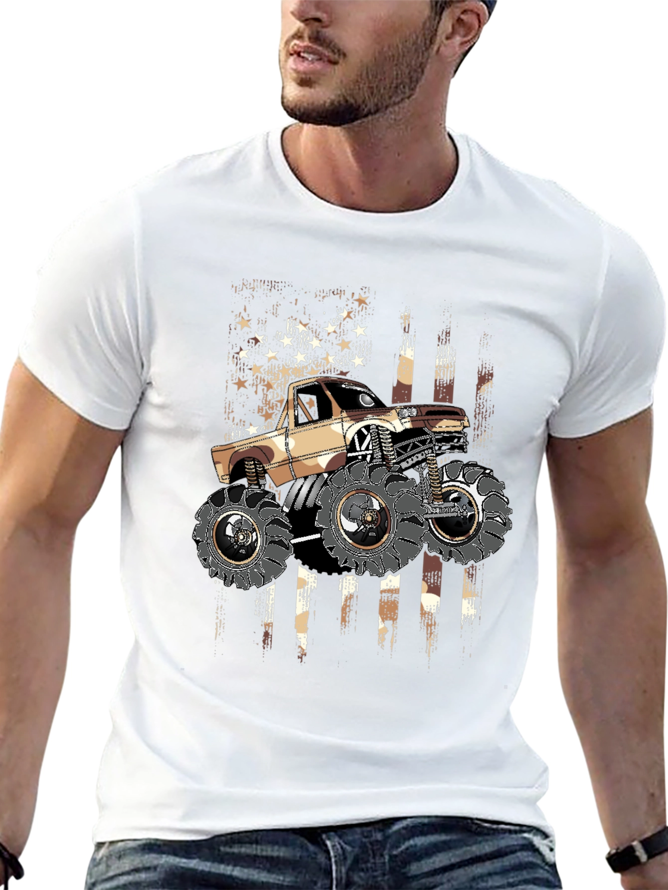 Monster Truck American Flag Graphic Tee