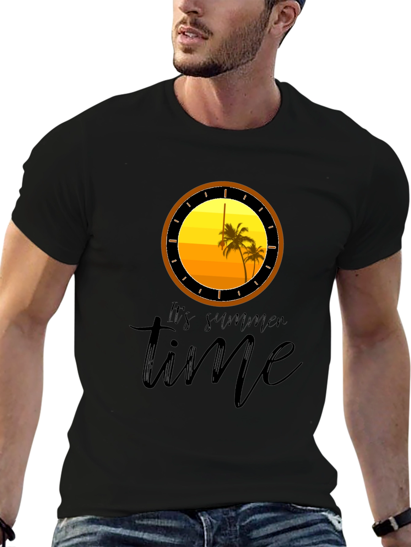 Its Summer Time Black Graphic T-Shirt