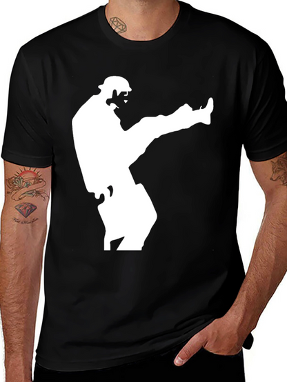 Karate Kick Graphic Tee - Black Cotton T-Shirt