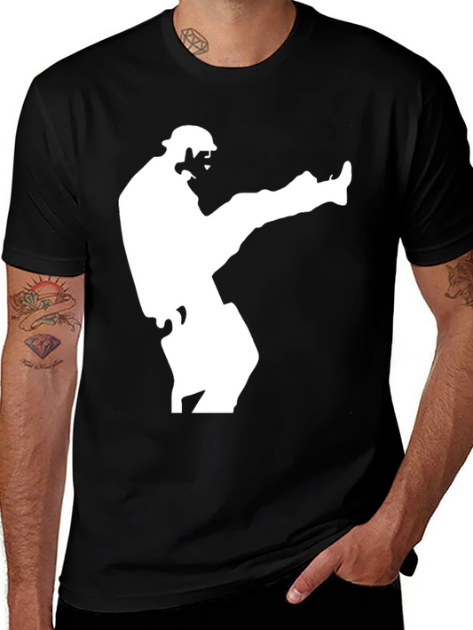 Karate Kick Graphic Tee - Black Cotton T-Shirt