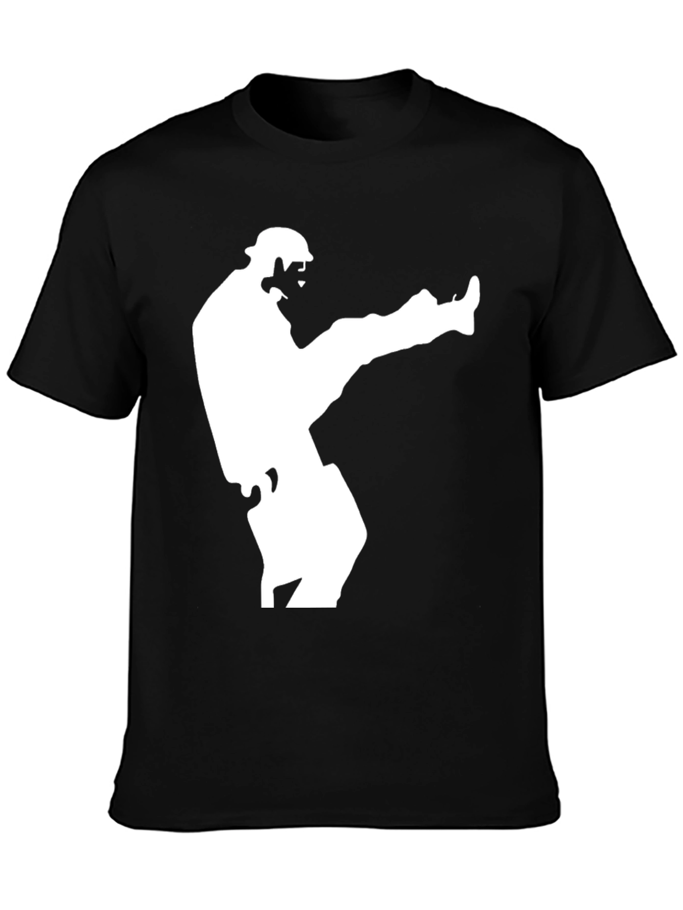 Karate Kick Graphic Tee - Black Cotton T-Shirt