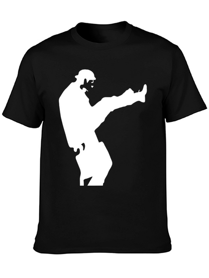 Karate Kick Graphic Tee - Black Cotton T-Shirt