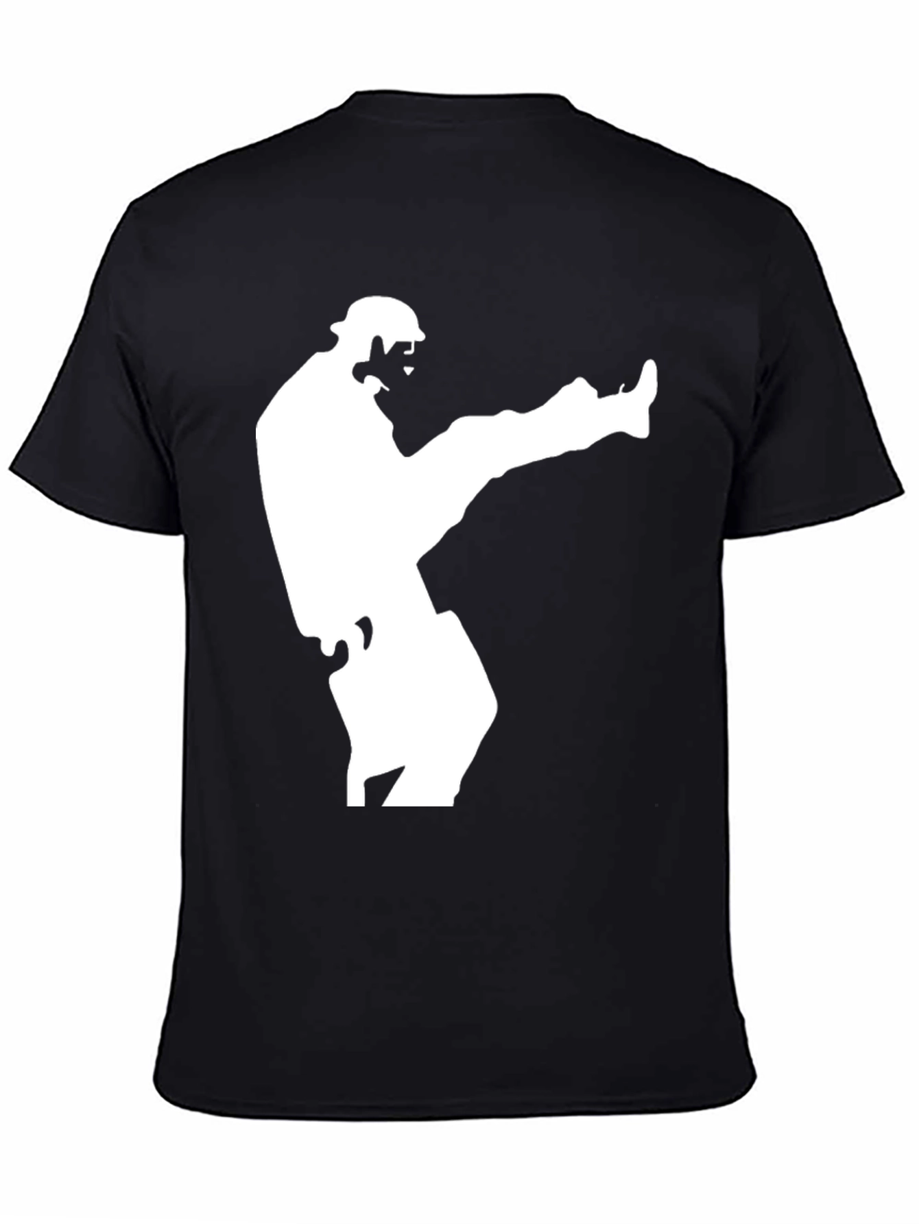 Karate Kick Graphic Tee - Black Cotton T-Shirt