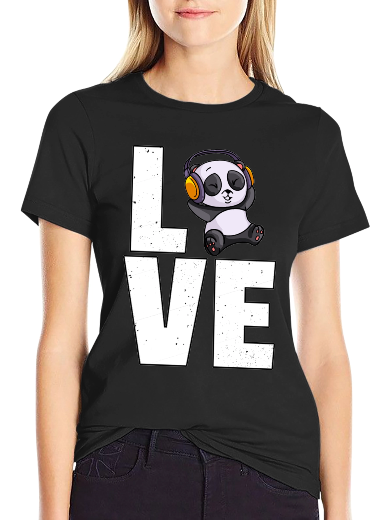 Love Panda T-Shirt - Mens Black Graphic Tee
