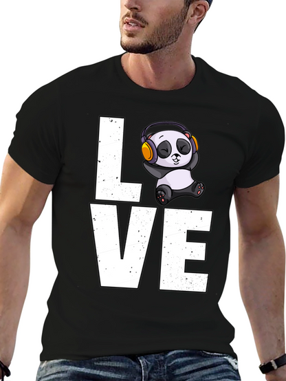 Love Panda T-Shirt - Mens Black Graphic Tee