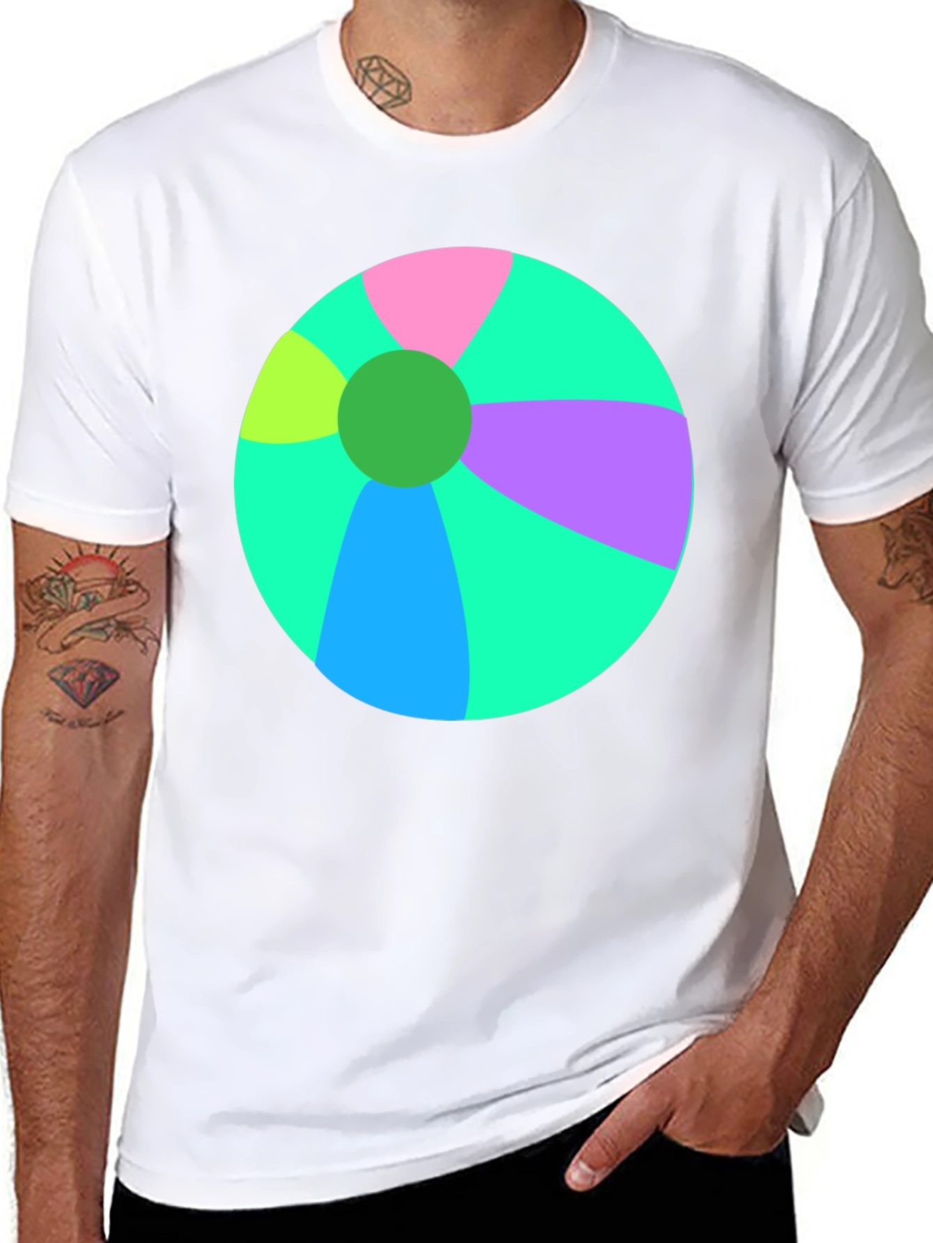 Fun Beach Ball Graphic Tee - Black Casual Shirt