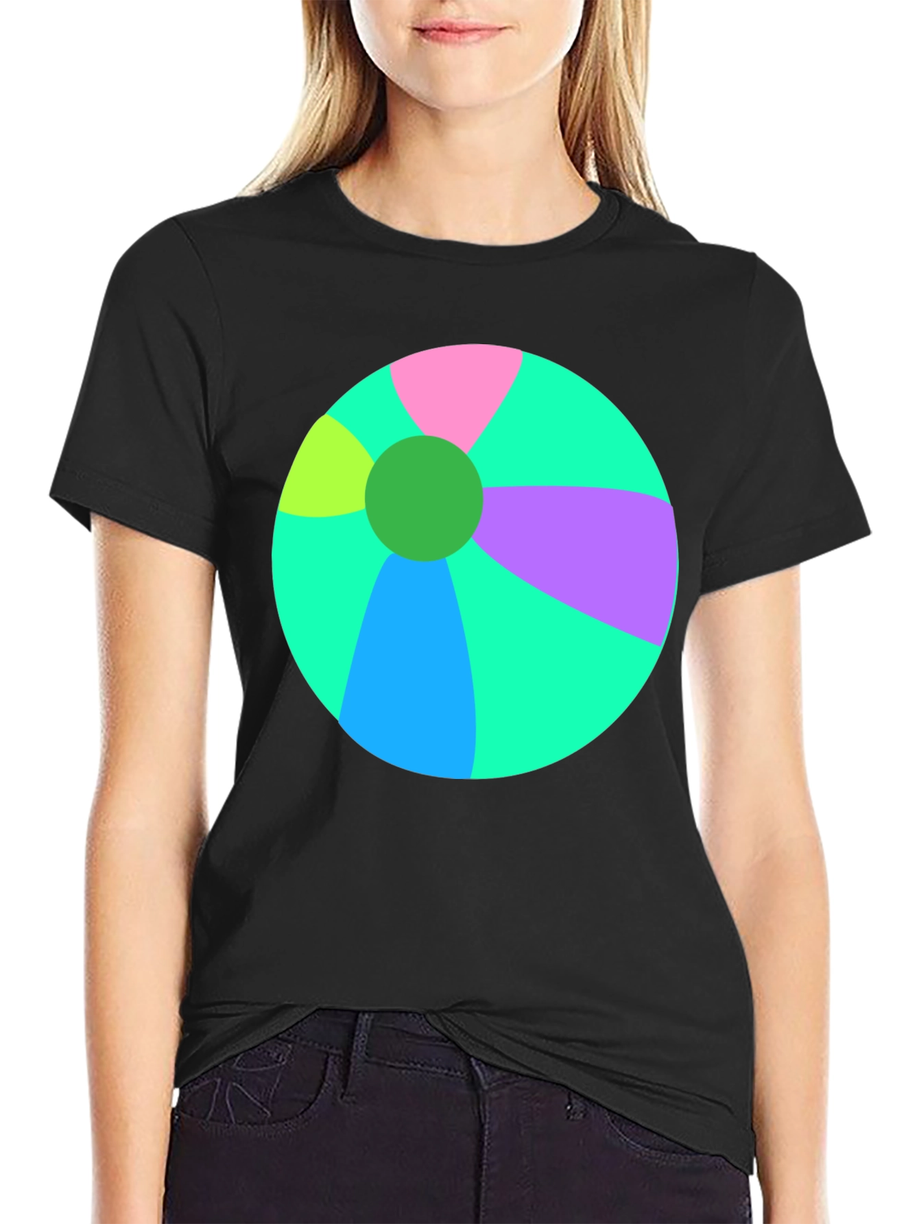 Fun Beach Ball Graphic Tee - Black Casual Shirt