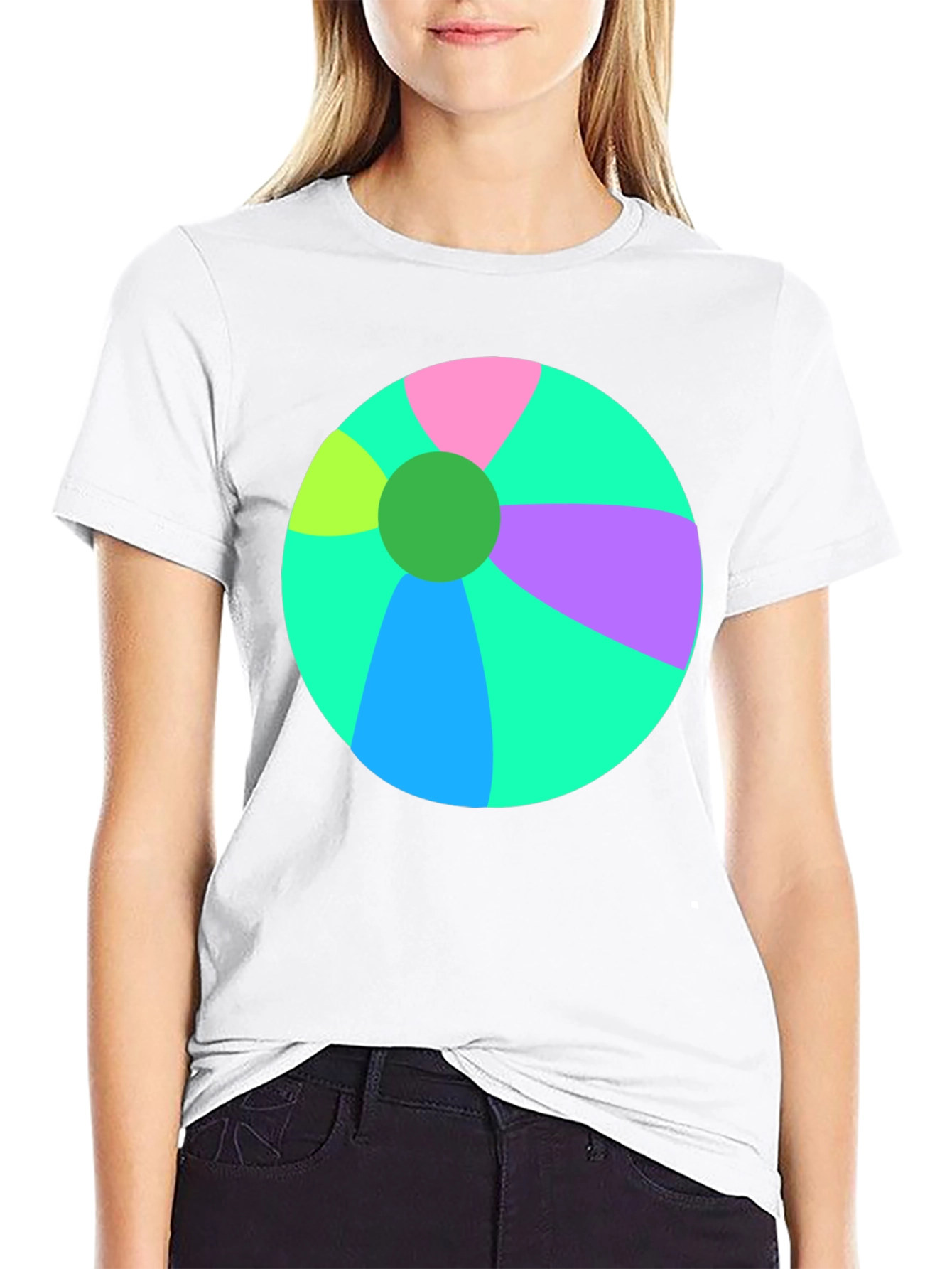 Fun Beach Ball Graphic Tee - Black Casual Shirt
