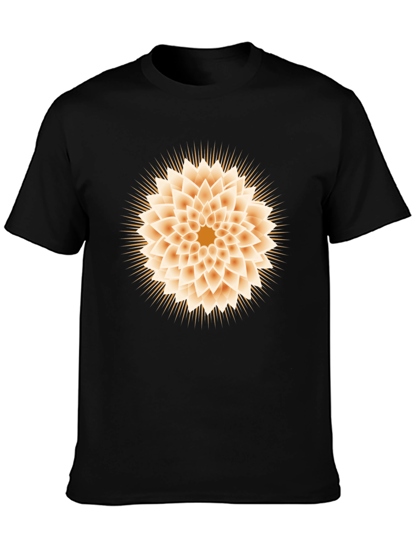 Geometric Flower Graphic Tee - Black
