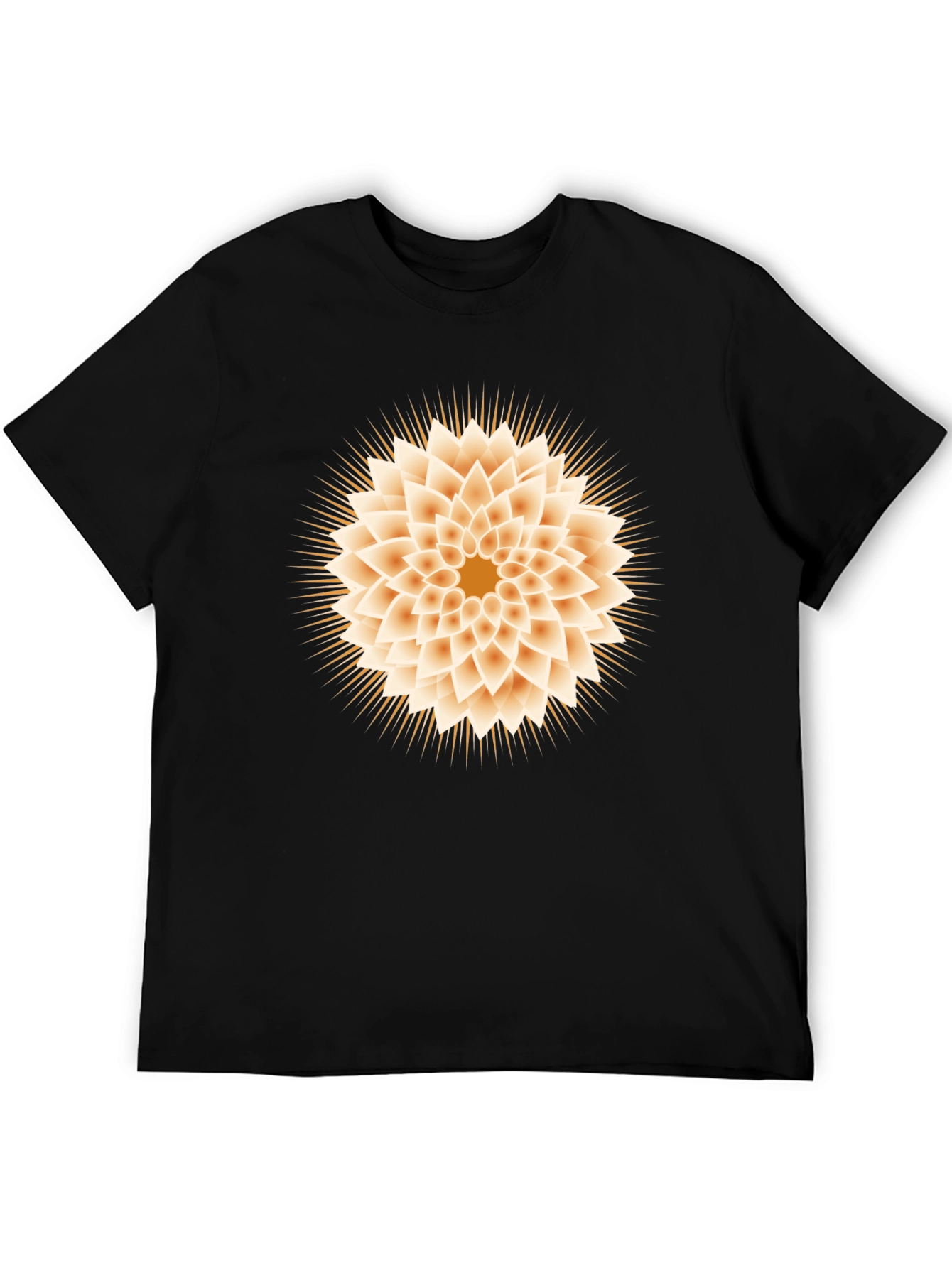 Geometric Flower Graphic Tee - Black