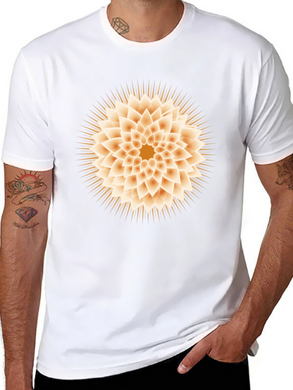 Geometric Flower Graphic Tee - Black