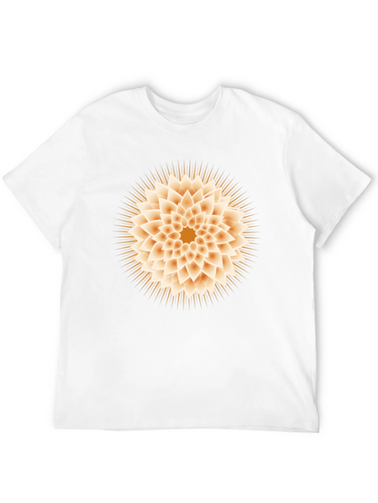 Geometric Flower Graphic Tee - Black