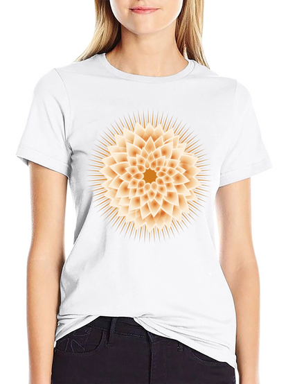 Geometric Flower Graphic Tee - Black