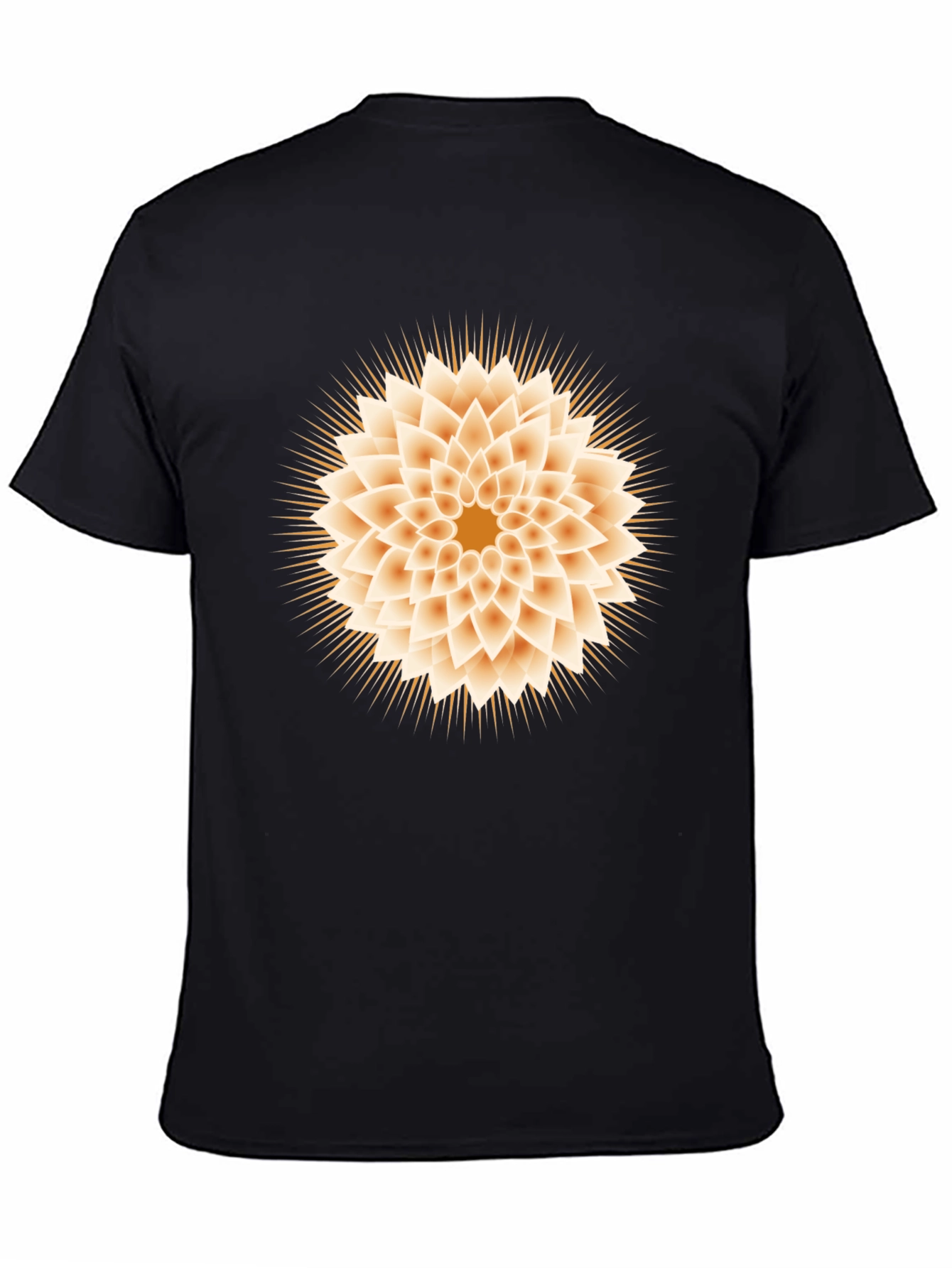 Geometric Flower Graphic Tee - Black