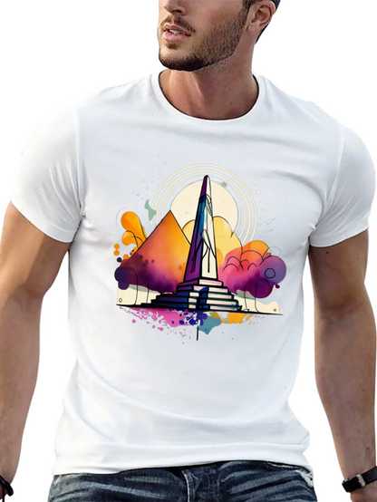 Abstract Obelisk Graphic Tee - Mens Black T-Shirt