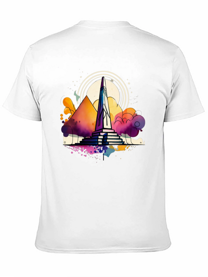 Abstract Obelisk Graphic Tee - Mens Black T-Shirt
